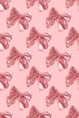 Repetitive pattern made of bows with sequins.