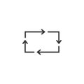 Repetitive process icon with square arrows explanation. Sync data, renewable energy, recycling, repeatable industry and business Royalty Free Stock Photo