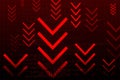 Repetitive red down arrows over binary background indicate system-wide decline and performance drop. Vector illustration Royalty Free Stock Photo