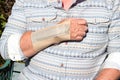 Repetitive strain injury-wrist splint. Carpal tunnel. Royalty Free Stock Photo