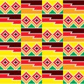 Tribal vector seamless textile pattern - Kente mud cloth style, traditional geometric nwentoma design from Ghana, African