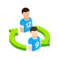 Replacement players in football isometric 3d icon
