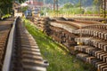 Replacement of railroad track Royalty Free Stock Photo