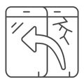 Replacement touch screen thin line icon, pcrepair concept, broken, new screen vector sign on white background