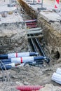 Replacement of underground district heating pipes on city street