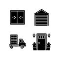 Replacement window opportunity black glyph icons set on white space Royalty Free Stock Photo