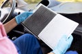 Clean and dirty cabin pollen air filter for a car Royalty Free Stock Photo