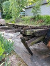 Replacing rotted railroad tie retaining wall