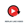 Replay Like Video Play Button Icon, Symbol Of Watching On Streaming Video Player Or Livestream Webinar Ui Emblem Concept Simple