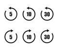 Replay vector icon set, 5, 10, 30 second symbol