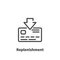 Replenishment of bank card account icon.