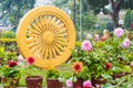 Replica of Ashok chakra Ashoka Chakra at Sarnath near Varanasi, India