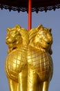 A replica of Ashoka Pillars in a temple in Thailand