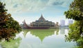 Replica of a Burmese Royal Barge on Kandawgyi Lake in Myanmar