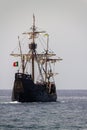 Replica of Christopher Columbus`s ship from behind at Madeira