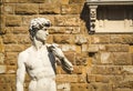 Replica of David statue of Michelangelo in front of Florence Palazzo Vecchio in Florence, Italy