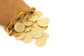 Replica Golden Coin Pirate Treasures Isolated on a White Background