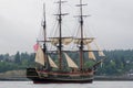 Tall Ship Underway with minimal sail Royalty Free Stock Photo