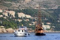 Replica of the medieval sail vessel, the carrack, and excursion boat ZRINSKY, Dubrovnik, Croatia