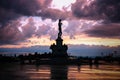 The replica of Michelangelos David statue in Michelangelo Square during sunset in Florence, Italy