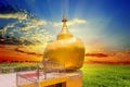 The replica of Phra That In-Kwaen Hanging Golden Rock at Sirey temple, Phuket