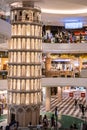 Replica of the Pizza Tower at a shopping mall in Pattaya, Chonburi, Thailand.