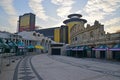 Replica of Roman Amphitheatre with Sand Hotel in the background at Macau near evening sunset Royalty Free Stock Photo