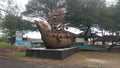 Replica of a Ship Made from Rice Straw on the Congot Wates Kulonprogo beach Royalty Free Stock Photo