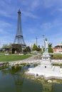 Replica of Statue of Liberty New York, USAand Eiffel Tower Paris, France , Inwald, Poland Royalty Free Stock Photo