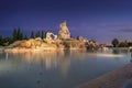 Replica of the Trevi Fountain at dusk in the town of Torrejon de Ardoz. Madrid. Spain. Royalty Free Stock Photo