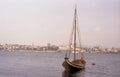 Replica viking longboat moored in Oslo fjord