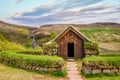 Replica of a Viking settlement building in Iceland. Royalty Free Stock Photo