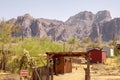 Apache Junction, Arizona / USA - October 7 2020: Replica Wild West town and entryway at the Superstition Mountain Museum