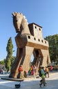 Replica of wooden Trojan horse in ancient city Troy. Turkey Royalty Free Stock Photo