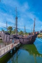 Replicas of Columbus ships Nina, Pinta and Santa Maria at Muelle