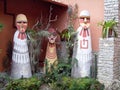 Replicas of the Karajia sarcophagi in the museum, Leymebamba, Chachapoyas, Amazonas, Peru, South America