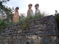 Replicas of the Karajia sarcophagi out of the museum, Leymebamba, Chachapoyas, Amazonas, Peru, South America Royalty Free Stock Photo