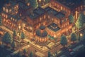 isometric view of the city.cityscape. Collection of houses, skyscrapers, buildings, built and supermarkets.generetive ai
