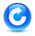 Reply arrow icon glassy cyan blue round button Royalty Free Stock Photo