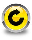 Reply arrow icon glossy yellow round button Royalty Free Stock Photo