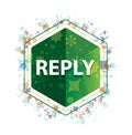 Reply floral plants pattern green hexagon button Royalty Free Stock Photo