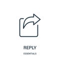 reply icon vector from essentials collection. Thin line reply outline icon vector illustration. Linear symbol for use on web and