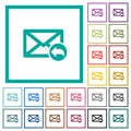 Reply mail flat color icons with quadrant frames