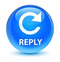 Reply (rotate arrow icon) glassy cyan blue round button