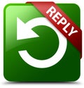 Reply rotate arrow icon green square button