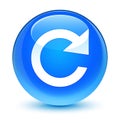 Reply rotate icon glassy cyan blue round button