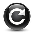 Reply rotate icon glassy black round button Royalty Free Stock Photo