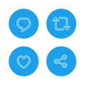 Reply tweet, retweet, like, and share icon in line style. Social media elements. Vector illustration Royalty Free Stock Photo