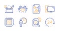 Report document, Seo stats and Computer icons set. Hold heart, Cpu processor and Waiting signs. Vector