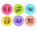Report document, Shopping cart and Laurel wreath icons set. Algorithm, Engineering and Growth chart signs. Vector